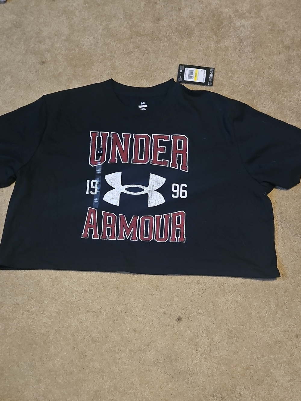 Oversized Under Armour Black Tee with Red and White Logo